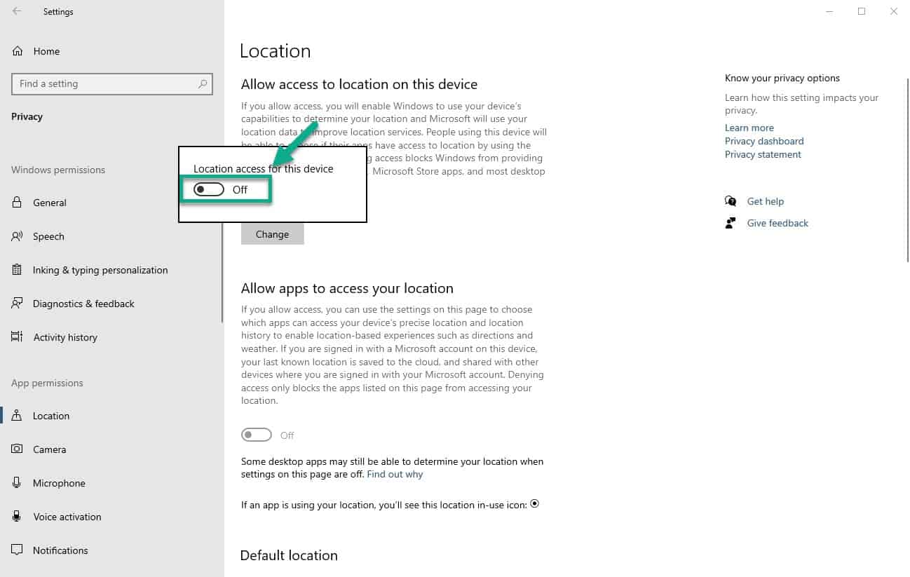 Disable Location Services In Windows 10