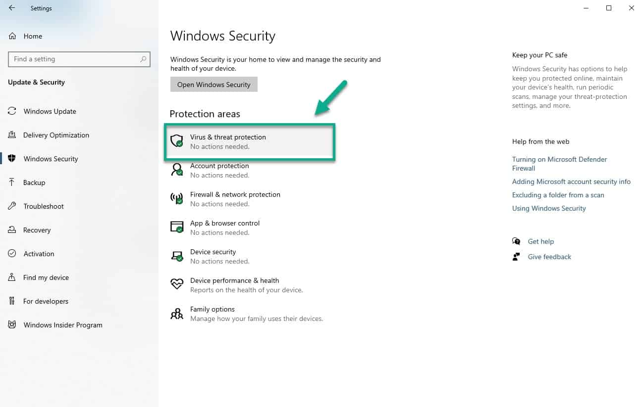 virus and threat protection