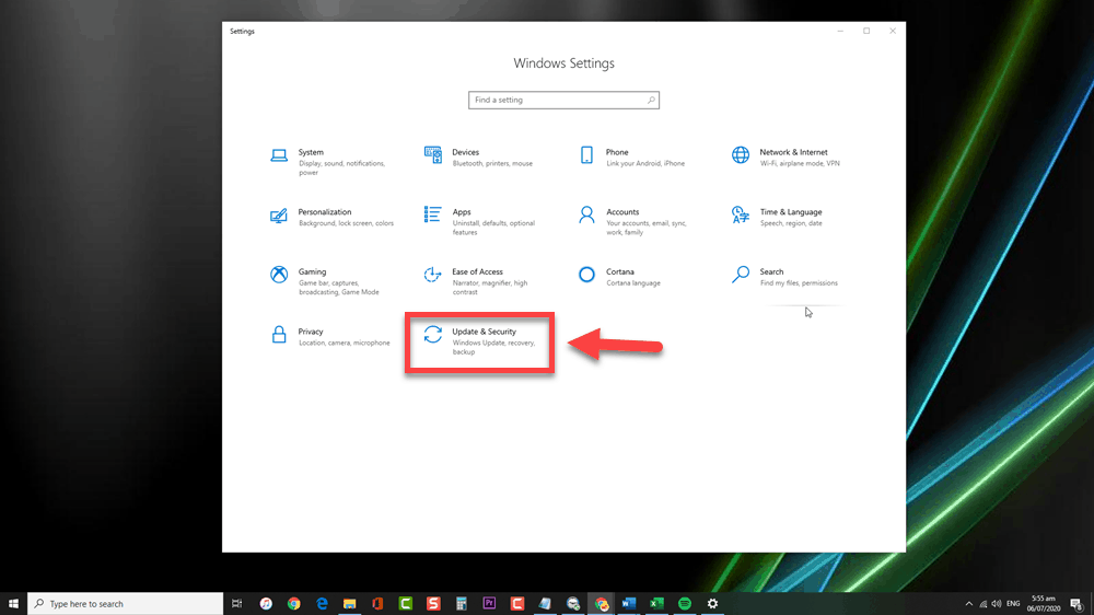 Click Update & Security