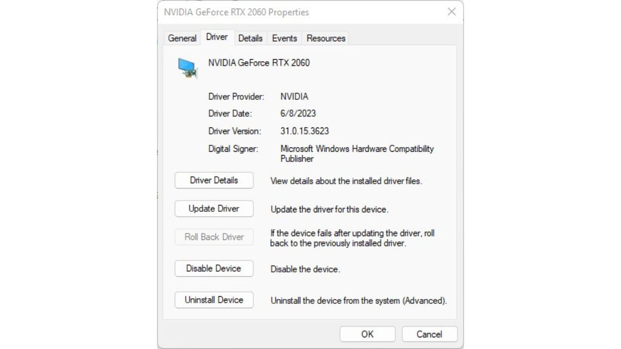 Check your current graphics driver version in Device Manager.