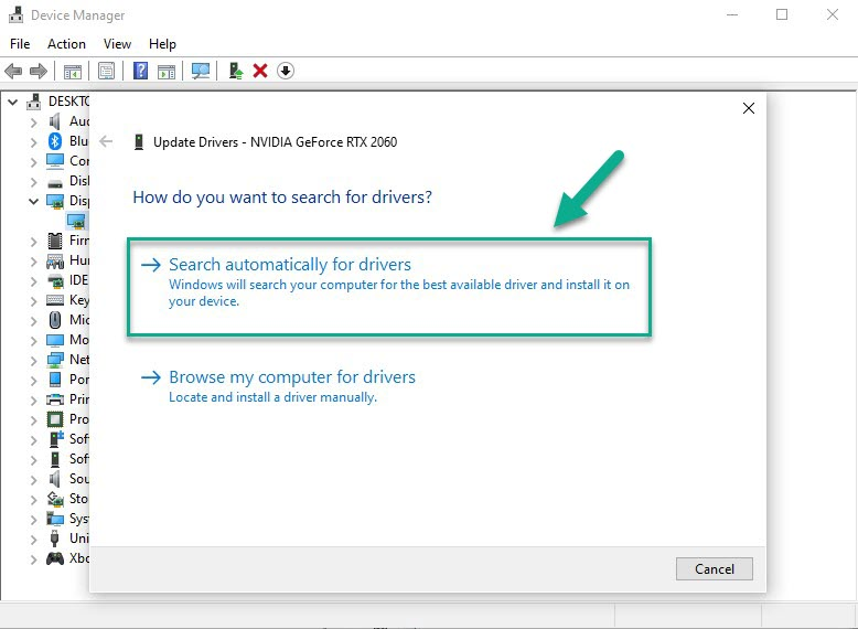 Click Search Automatically for Drivers