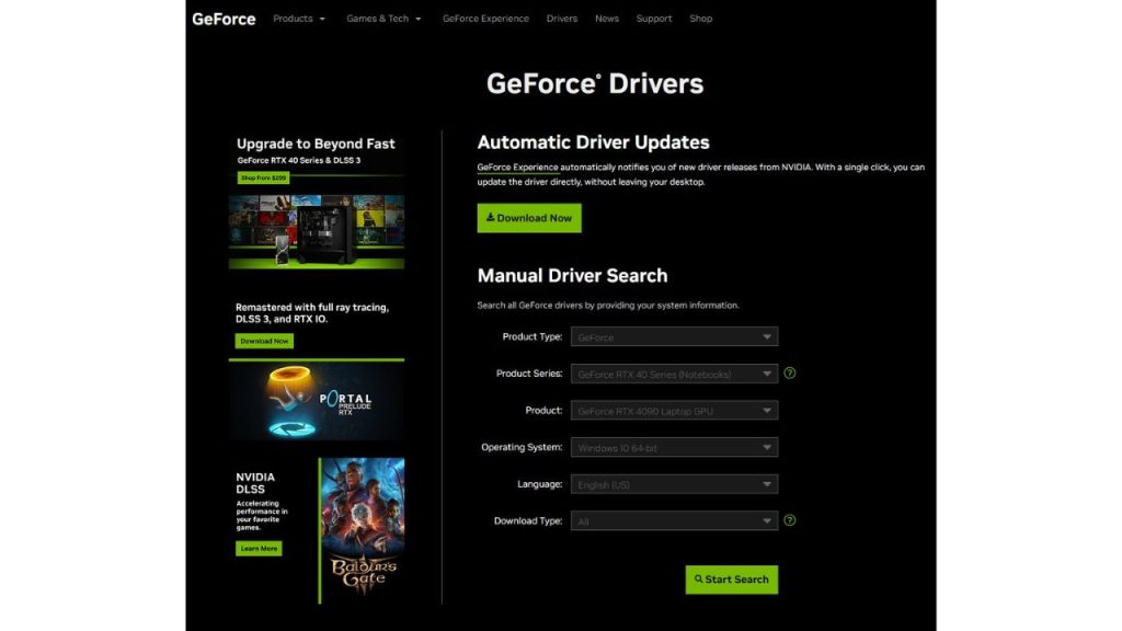 Go to the NVIDIA or AMD website and find the drivers page. Select auto-detect to find the right drivers for your graphics card model.