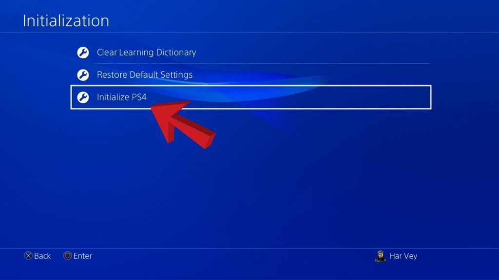 Select Initialize PS4 option.