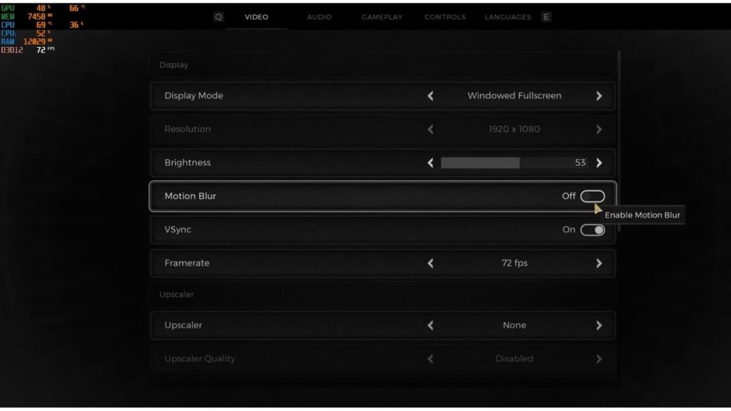 Reduce settings like shadows, textures and draw distance from Ultra to High or Medium. Turn off motion blur.