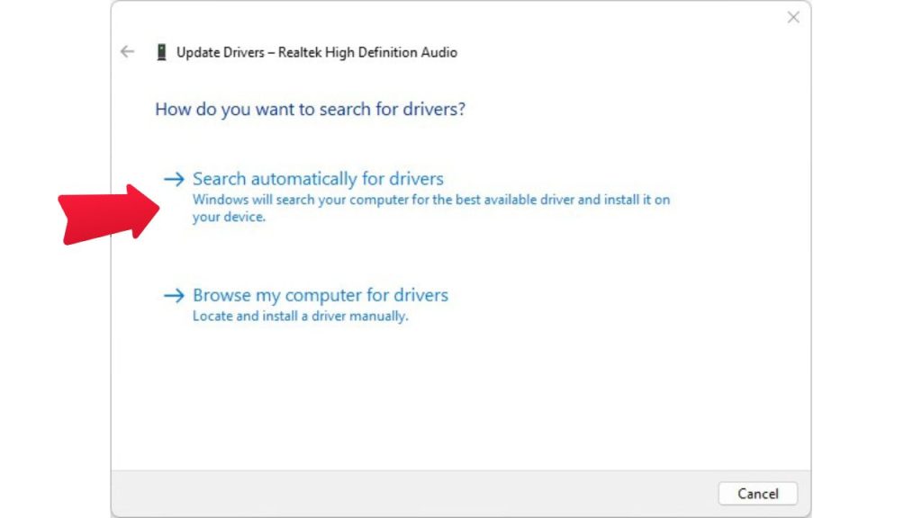 Select "Search automatically for updated driver software." 