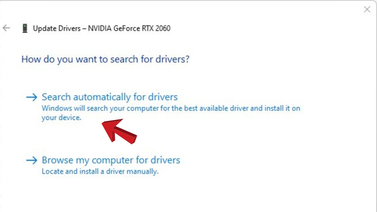 Search automatically online for updated driver software.