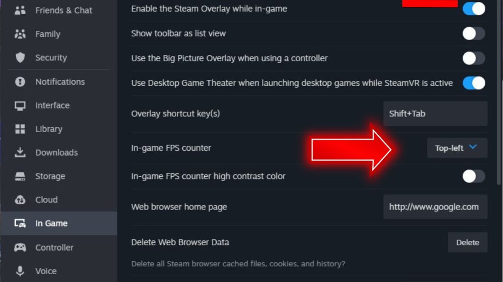 Enable the switch next to "In-game FPS counter" to enable it.
