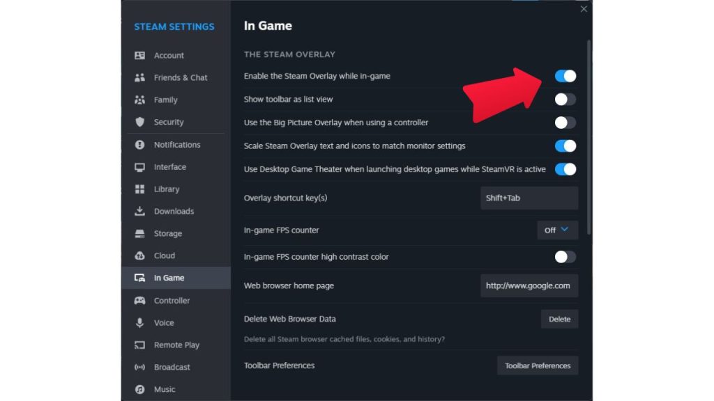 Disable Steam Overlay in Steam settings.