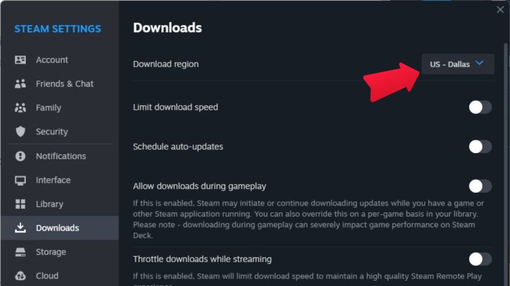 How To Fix Baldur's Gate 3 Content Servers Unreachable Error 9 In Steam, open Settings and select the Downloads tab. Under Download Region, select a closer location like Canada or Mexico if you are far from the US West default.