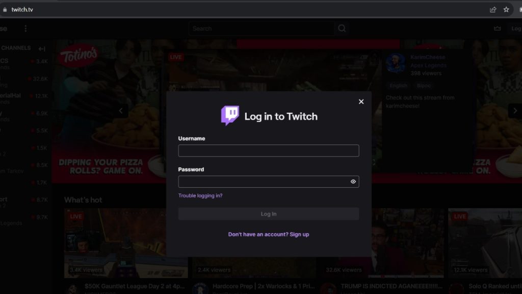 Go to Twitch.tv and click your profile picture.