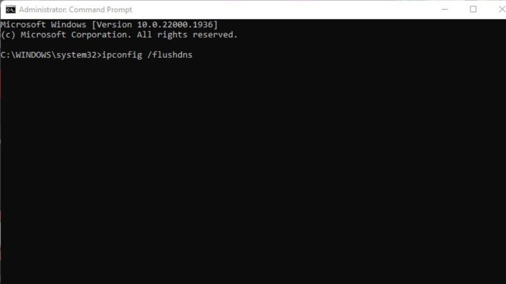 Type "ipconfig /flushdns" and hit Enter to flush the cache.