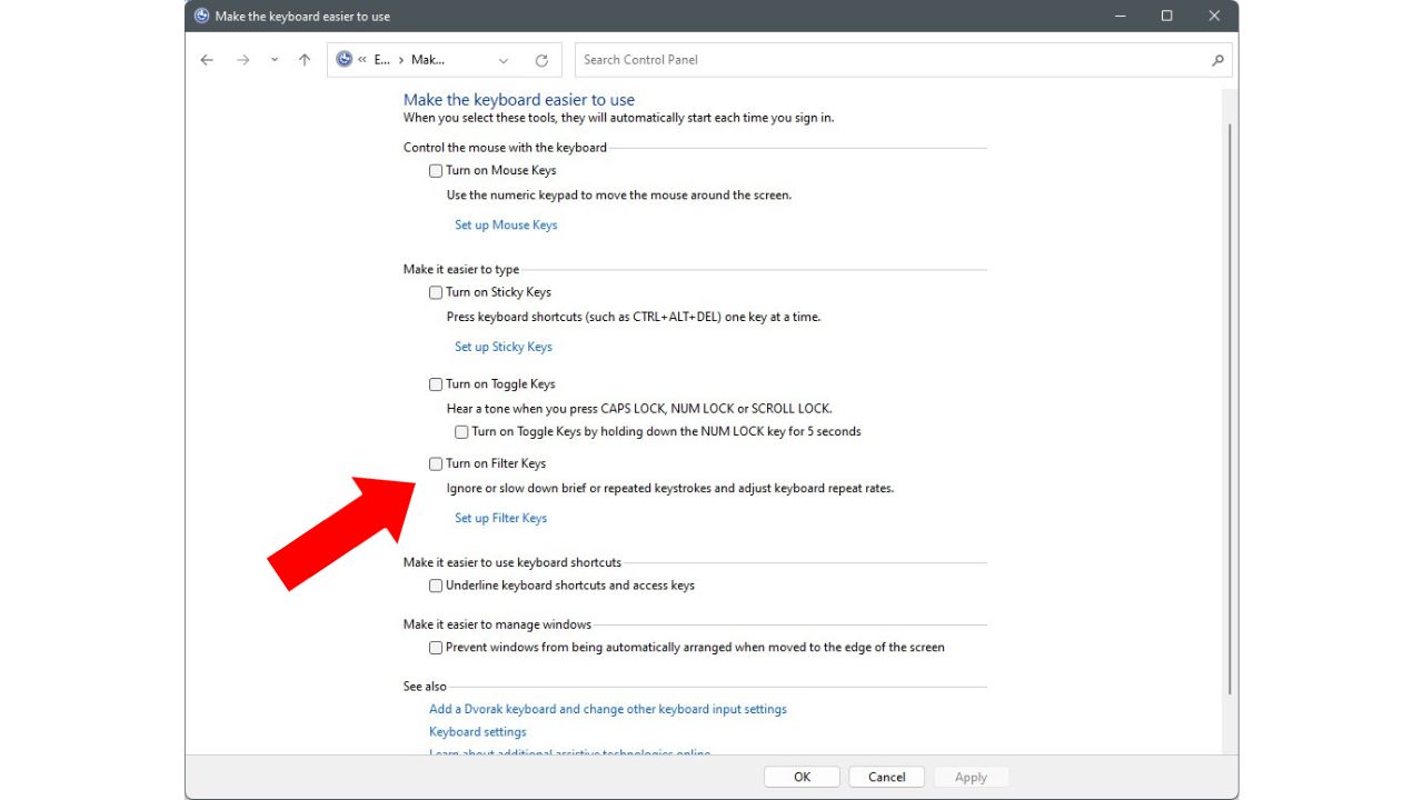How To Fix Windows Key Not Working Issue in 2024 2 Turn Off Filter Keys