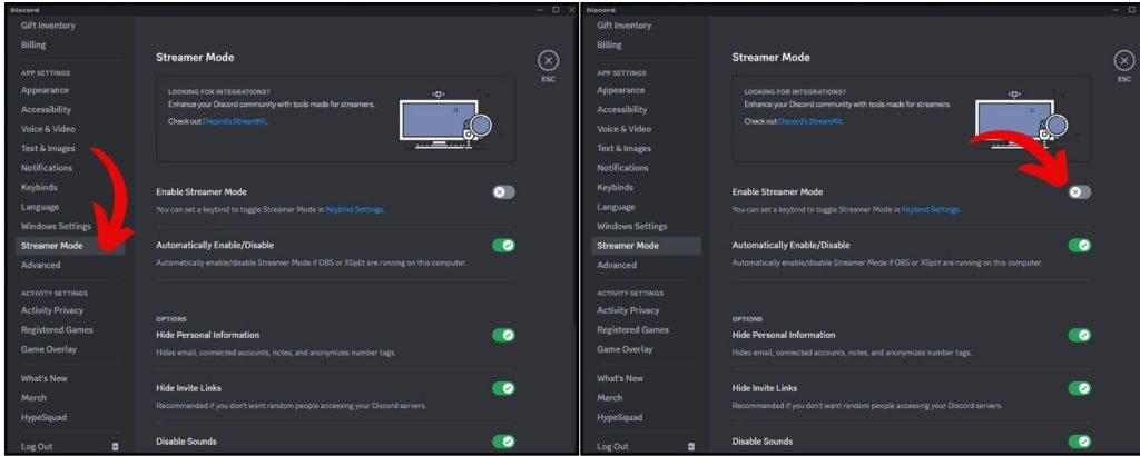 Discord Notification Sound Not Working? 5 Effective Techniques to Resolve It 3 Go to User Settings > Streamer Mode.