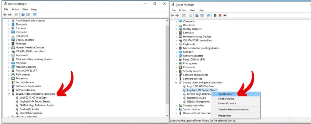 Discord Not Picking Up Mic? Here's 7 Proven Troubleshooting Methods (Restart, Reset + More) 4 Under Sound, video and game controllers, right click your audio device and select Update Driver.