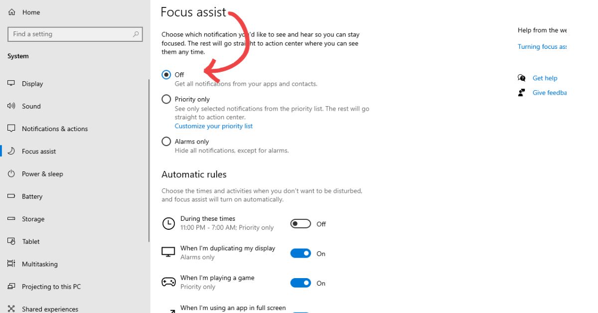 Windows 10 Notifications Not Working? 15 Easy Fixes to Get Them Back (Check, Restart + More) 3 Focus Assist