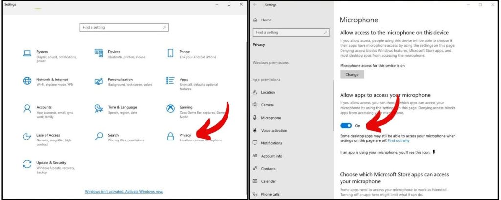 Troubleshoot Microsoft Teams Audio Issues: 7 Quick Fixes to Get You Back on Track 3 go to Settings > Privacy > Microphone and toggle "Allow apps to access your microphone" on.