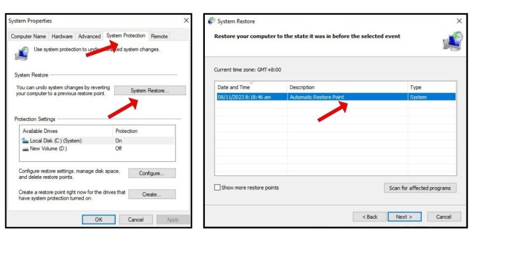 Choose a restore point from before the taskbar freezing started.