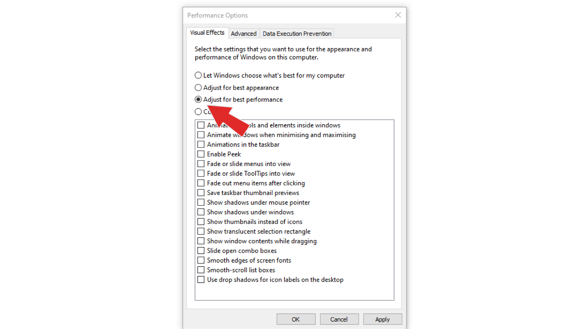 5 Proven Methods to Clear RAM on Windows 10 4 Turn Off Visual Effects