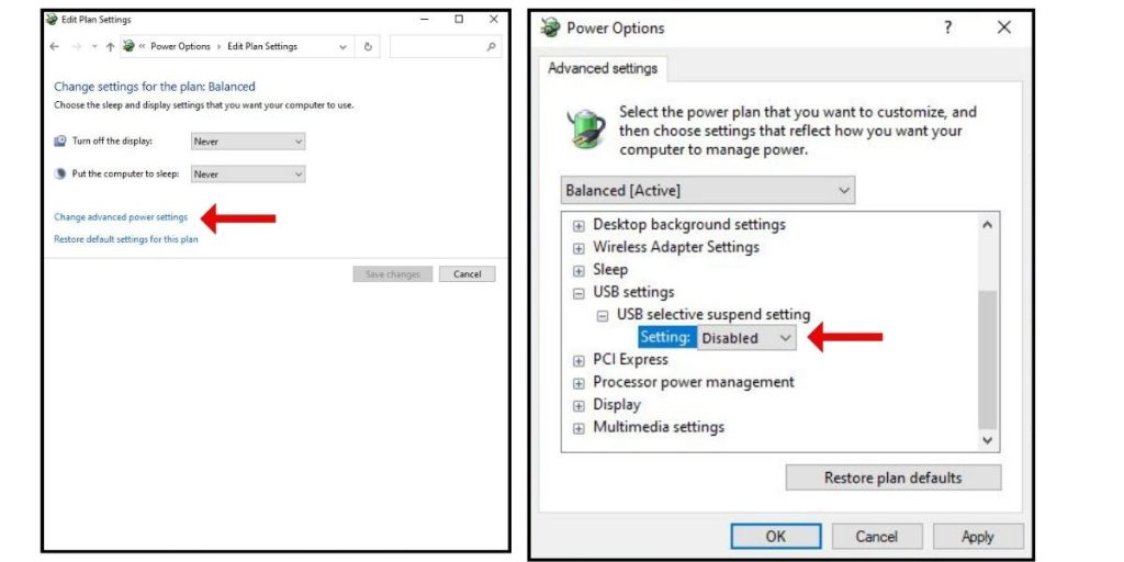 Click Change Plan Settings> Change Advanced Power Settings.