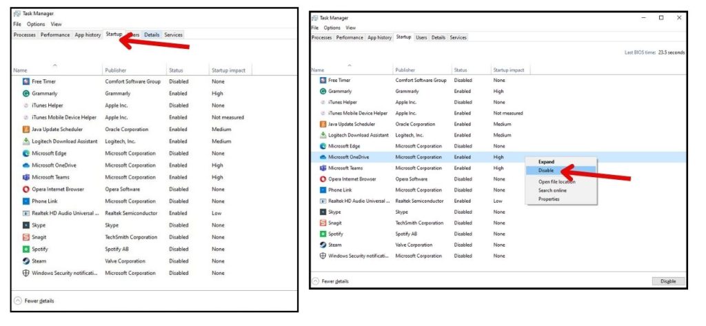 Troubleshooting Computer Slow To Boot: 8 Solutions to Accelerate Computer Startup (Disable, Update + More) 1 Press Ctrl + Shift + Esc to open Task Manager.
