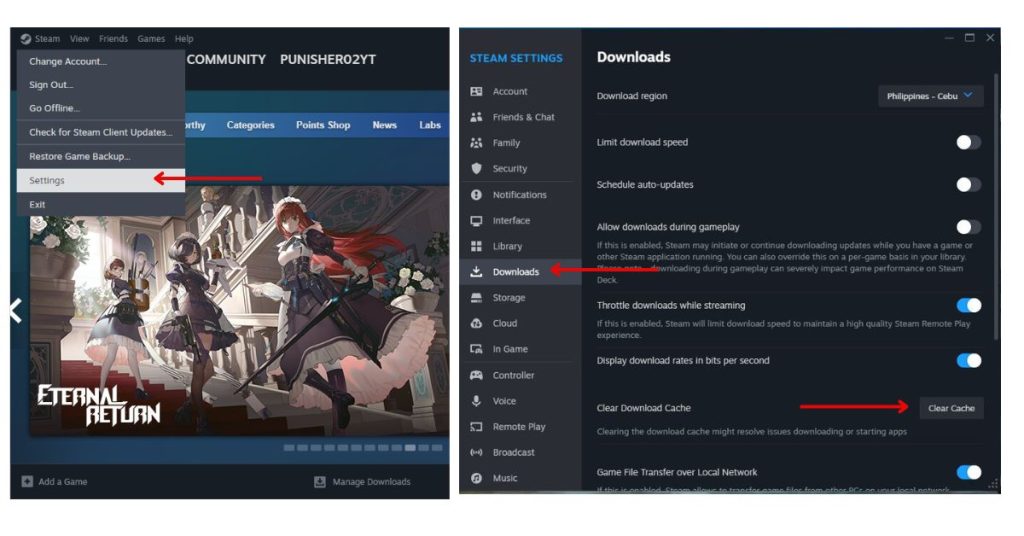 Troubleshoot Steam Download Slow: 12 Proven Methods to Boost Your Speed 2 Steam > Settings > Downloads > Clear Download Cache.