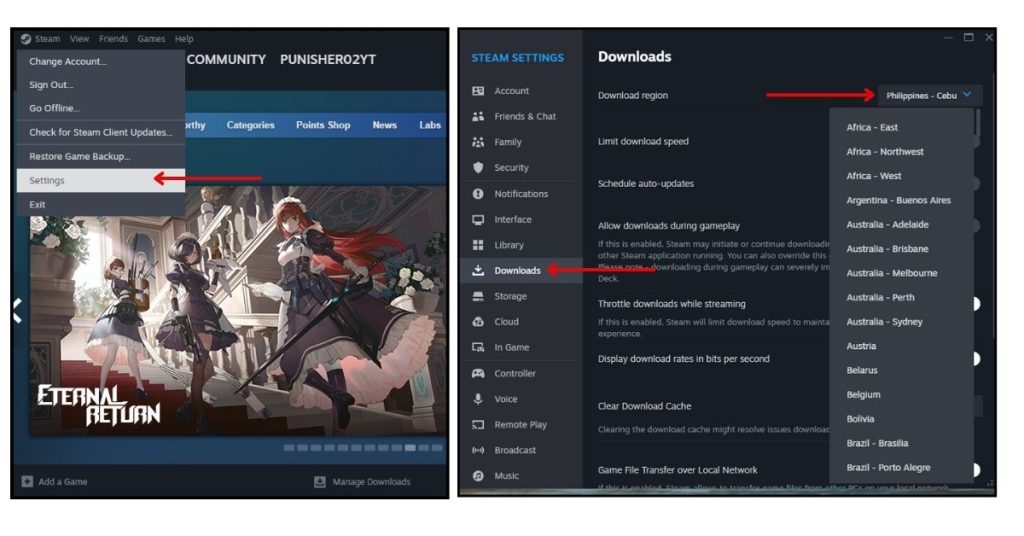 Troubleshoot Steam Download Slow: 12 Proven Methods to Boost Your Speed 3 Open Steam and click Steam > Settings